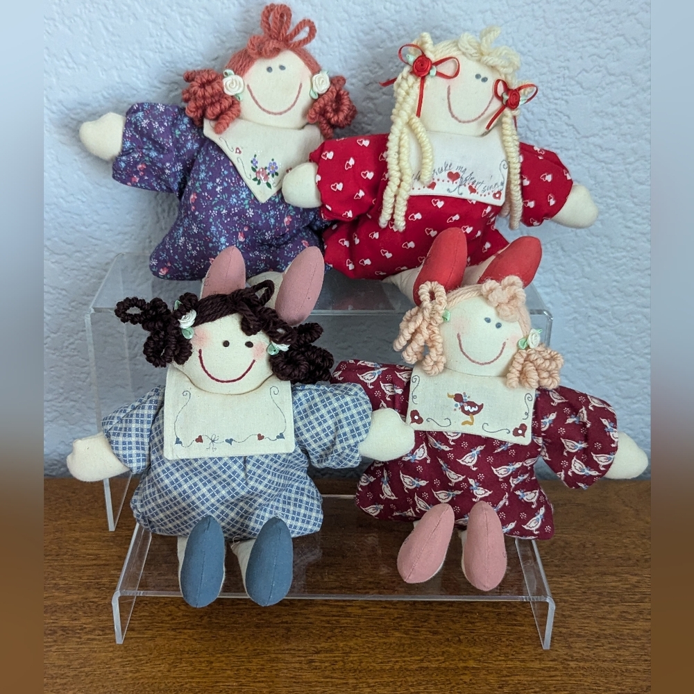 Vintage 8" Rag Dolls Set Of 4